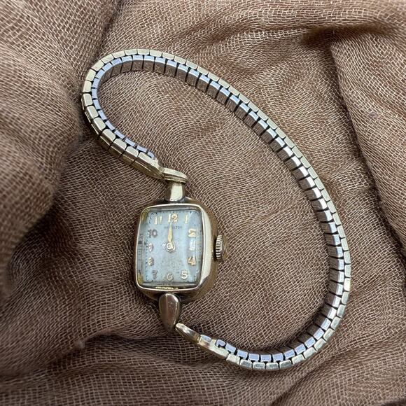 Vintage Hamilton Ladies Watch 10K Gold Filled Art Deco USA Stretch Band main image 6